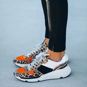 Leopard Print Orange Women's Sneakers